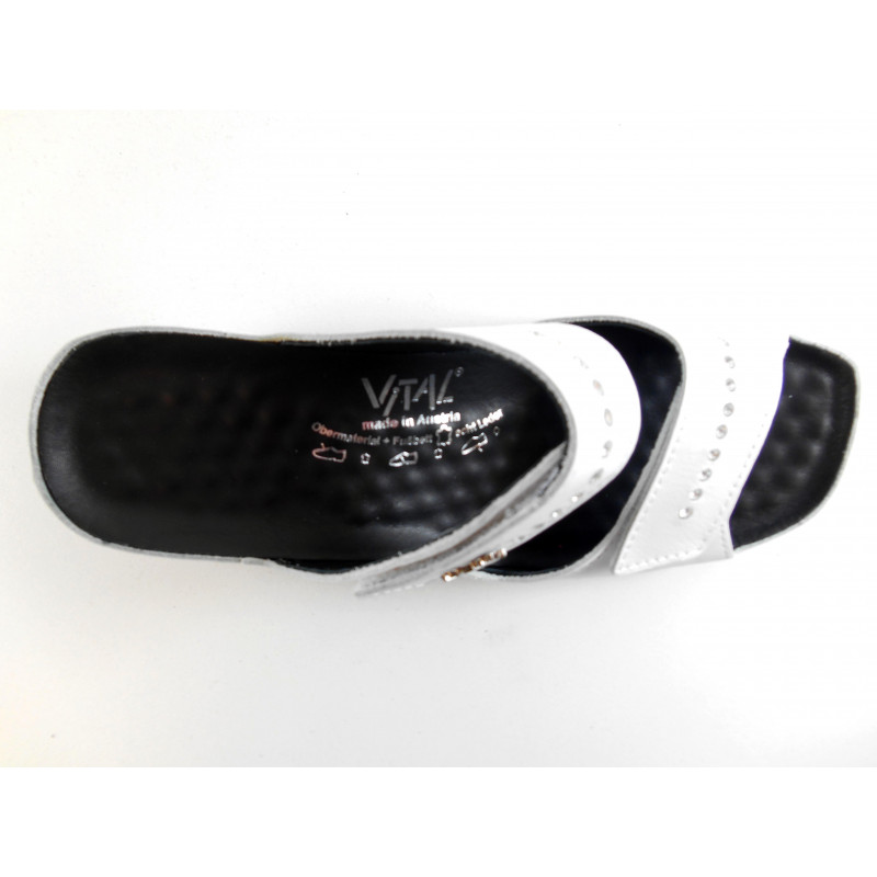 Vital Mule 0531 femme en cuir blanc à strass