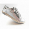 Basket basse fille en cuir argenté
