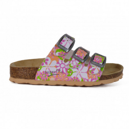 Mules Superfit Fille à fleur en cuir Rose