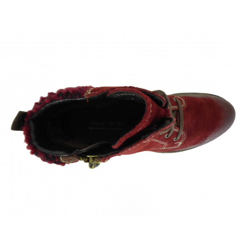 Bottines fourrées Josef Seibel en cuir carmin