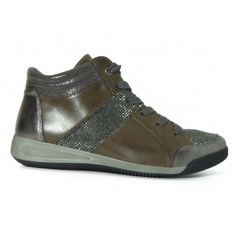 Baskets montantes Ara en cuir Gris à glissière