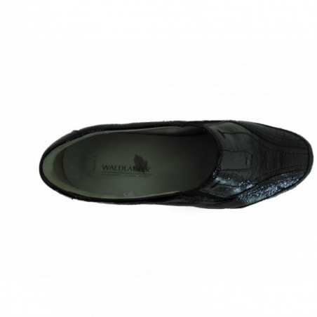 Chaussure Waldlaufer en cuir vernis Noir à largeur Confort