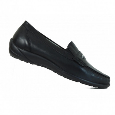 Chaussures Loafer Waldlaufer en Cuir lisse noir Confort à largeur