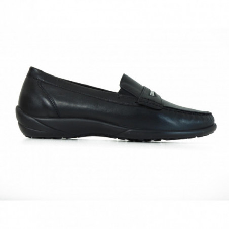 Chaussures Loafer Waldlaufer en Cuir lisse noir Confort à largeur