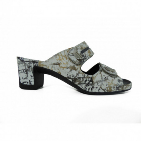 Mules Vital en cuir crème tendance à bride velcros Confort Mules Vital en cuir crème tendance à bride velcros Confort