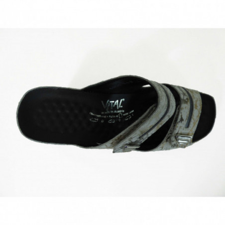 Mules Vital en cuir crème tendance à bride velcros Confort Mules Vital en cuir crème tendance à bride velcros Confort