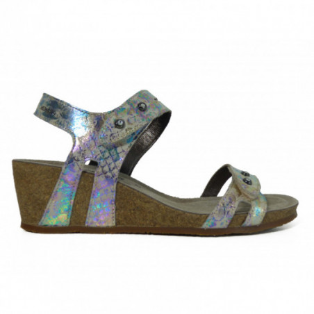 Sandale compensée femme Mephisto en cuir Multicolore Sandale compensée femme Mephisto en cuir Multicolore
