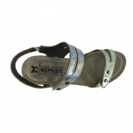 Sandale compensée femme Mephisto en cuir Multicolore Sandale compensée femme Mephisto en cuir Multicolore
