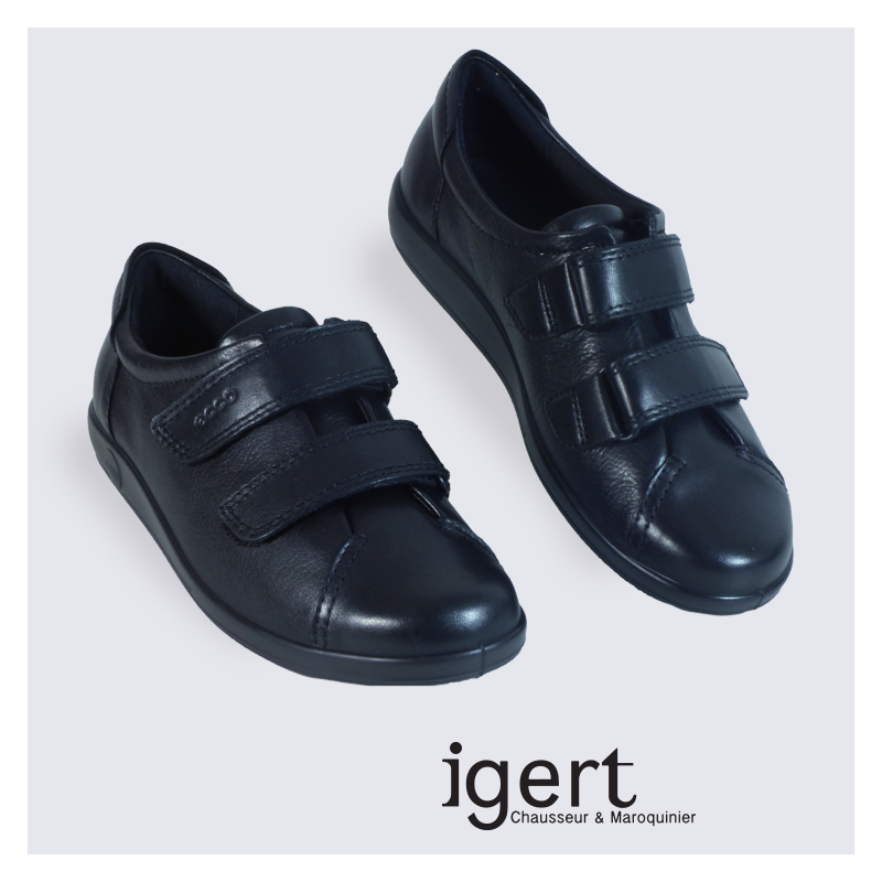 Baskets femme Ecco en cuir et à velcro