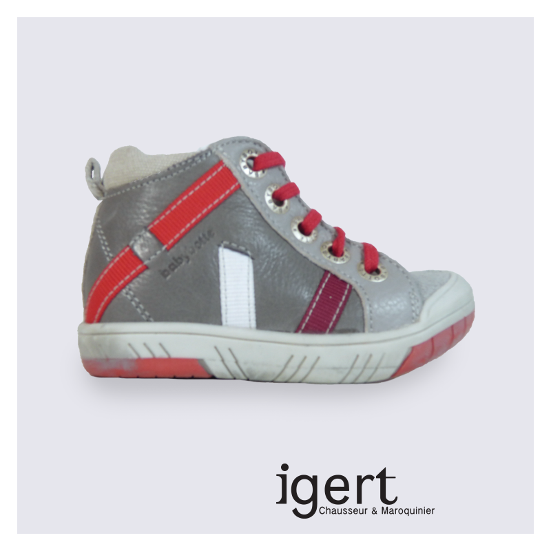 Baskets Babybotte garçon en cuir à glissière