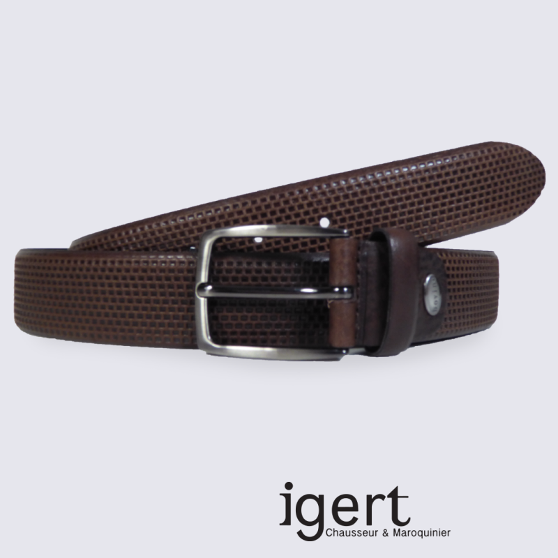 Ceinture pour homme Bernd Götz en cuir à relief brun foncé Ceinture pour homme Bernd Götz en cuir à relief brun foncé