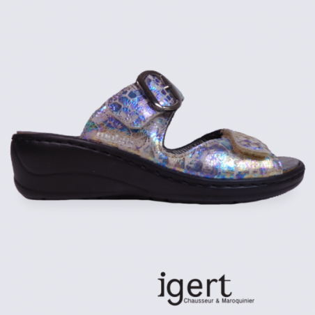 Mules pour femme Mephisto en cuir multicolore Mules pour femme Mephisto en cuir multicolore