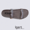 Mules pour femme Mephisto en cuir or rose avec strass Mules pour femme Mephisto en cuir or rose avec strass
