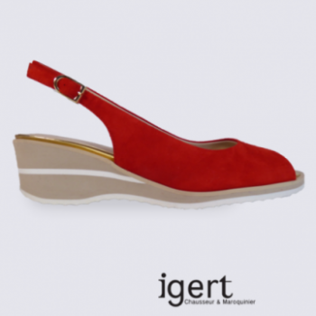 Escarpins à bout ouvert Moda Di Fausto en cuir rouge