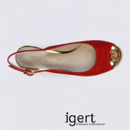 Escarpins à bout ouvert Moda Di Fausto en cuir rouge