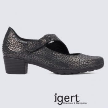 Ballerines à bride Mephisto en cuir gris reptile