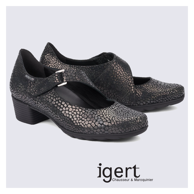 Ballerines à bride Mephisto en cuir gris reptile