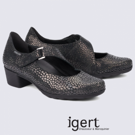 Ballerines à bride Mephisto en cuir gris reptile