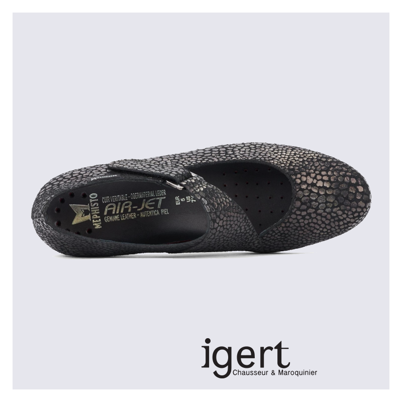 Ballerines à bride Mephisto en cuir gris reptile