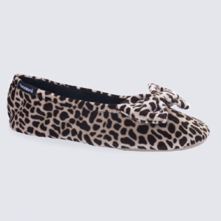 Chaussons ballerines Isotoner en velours motif girafe