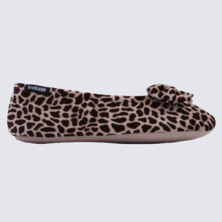 Chaussons ballerines Isotoner en velours motif girafe