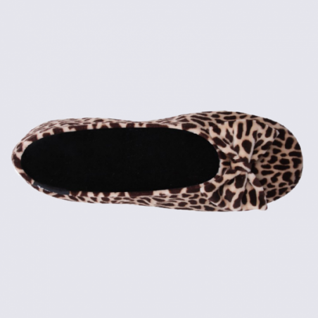 Chaussons ballerines Isotoner en velours motif girafe