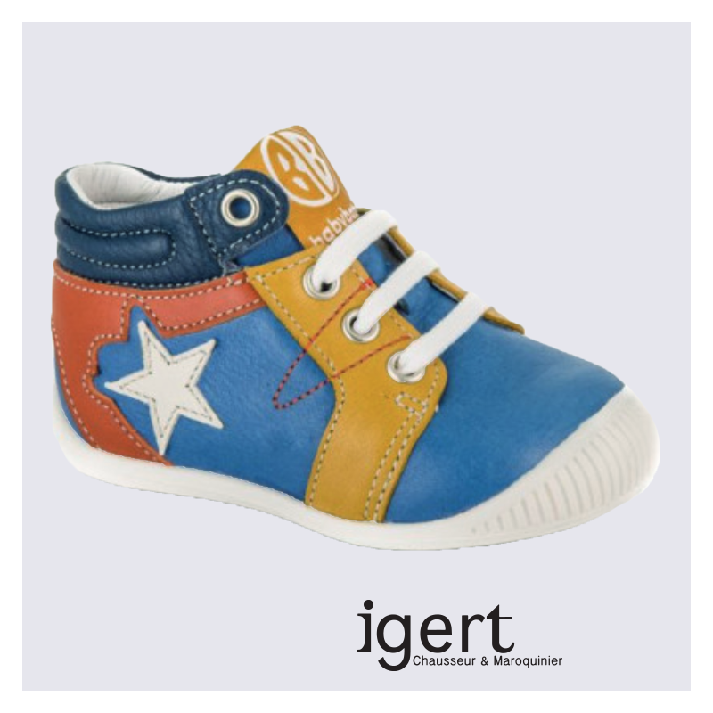 Chaussures à lacet pour bébé garçon Babybotte en cuir coloré