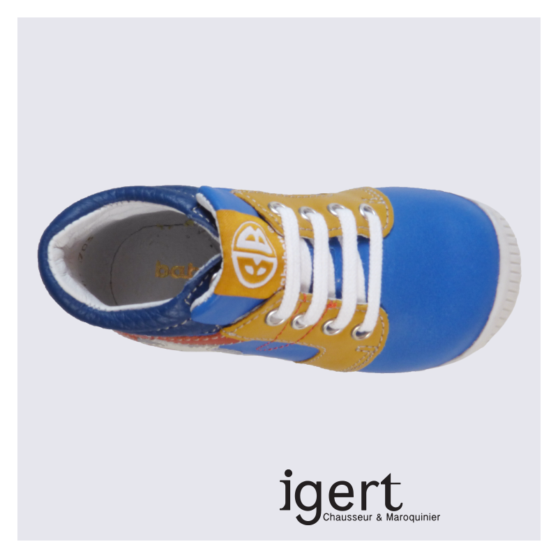 Chaussures à lacet pour bébé garçon Babybotte en cuir coloré