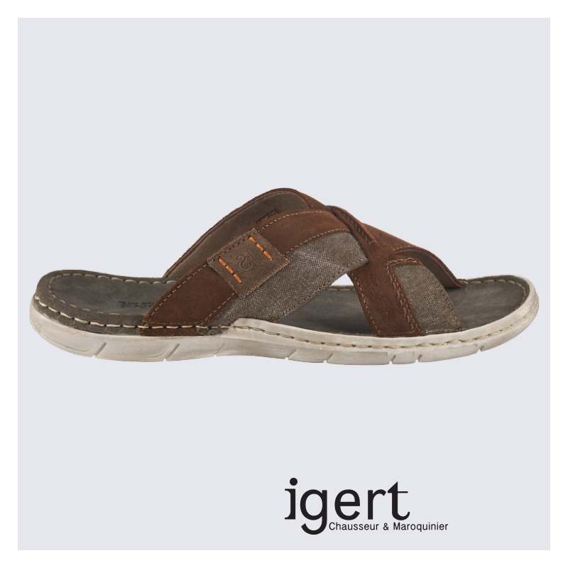 Mules Josef Seibel, mules homme en cuir marron