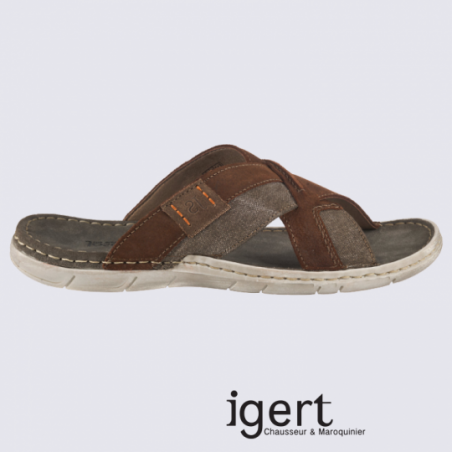 Mules Josef Seibel, mules homme en cuir marron