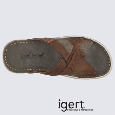 Mules Josef Seibel, mules homme en cuir marron