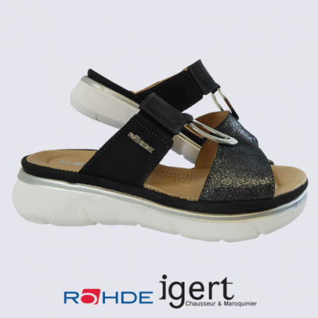 Sandales Rohde, sandales confortables femme en cuir noir