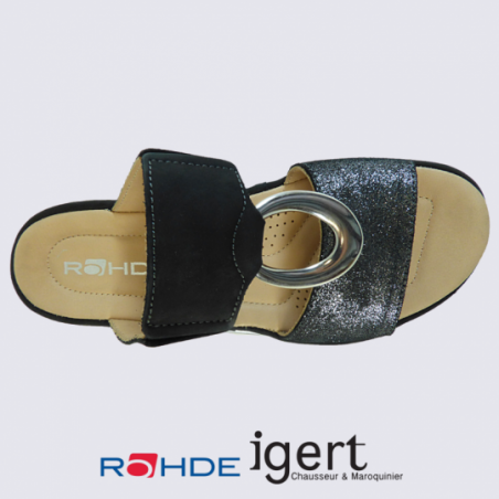 Sandales Rohde, sandales confortables femme en cuir noir