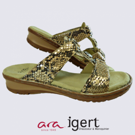 Sandales Ara, sandales effet serpent femme en cuir taupe