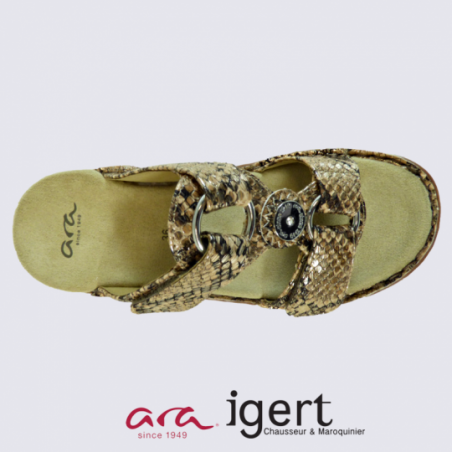 Sandales Ara, sandales effet serpent femme en cuir taupe