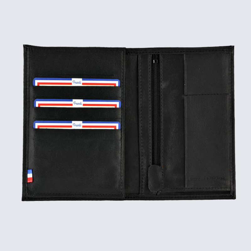 Portefeuille Frandi, portefeuille homme en cuir authentique noir