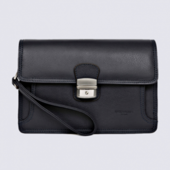 Pochette Hexagona, pochette avec dragonne homme en cuir noir