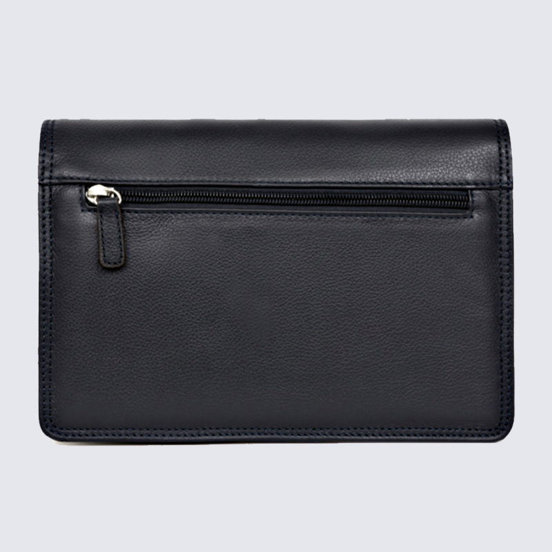 Pochette Hexagona, pochette avec dragonne homme en cuir noir