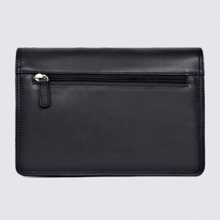 Pochette Hexagona, pochette avec dragonne homme en cuir noir