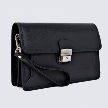 Pochette Hexagona, pochette avec dragonne homme en cuir noir