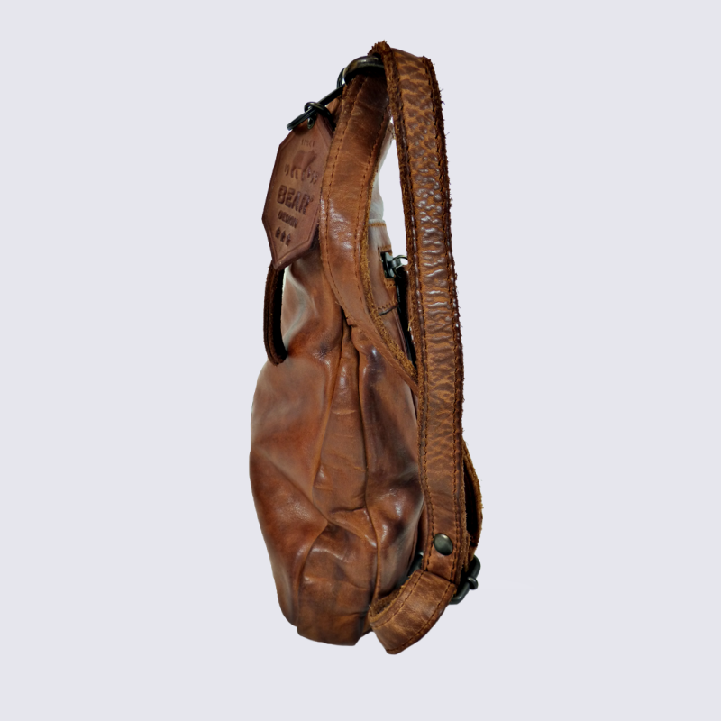 Sac Bear, sac à bandoulière tendance femme en cuir cognac