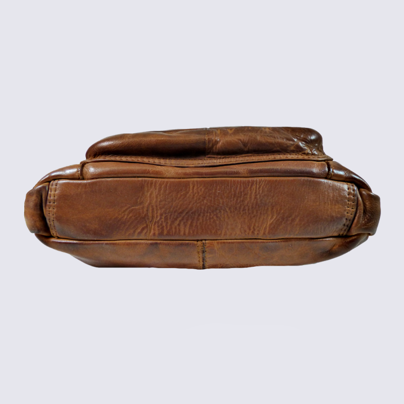 Sac Bear, sac à bandoulière tendance femme en cuir cognac