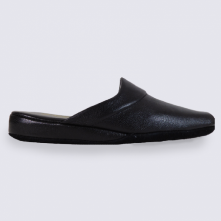 Mules Erel, mules tendances homme en cuir noir