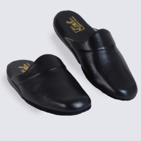 Mules Erel, mules tendances homme en cuir noir