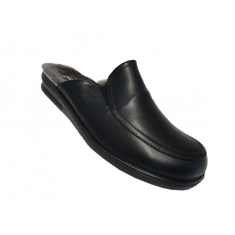 Mules Romika cuir noir fourre Igert Chausseur Maroquinier