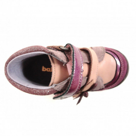 Chaussure fille babybotte rose en cuir