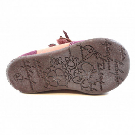 Chaussure fille babybotte rose en cuir