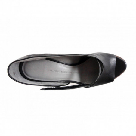 Escarpin femme chic en cuir noir talon original Puro