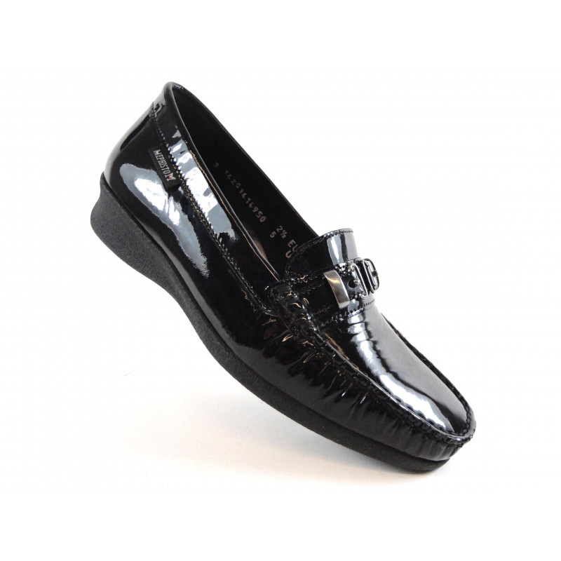 Mocassins Femme en Cuir Vernis Noir Mephisto Igert Dannemarie