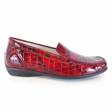 Mocassin pieds sensibles en cuir rouge femme